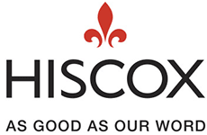 Professional insurance logos including Hiscox